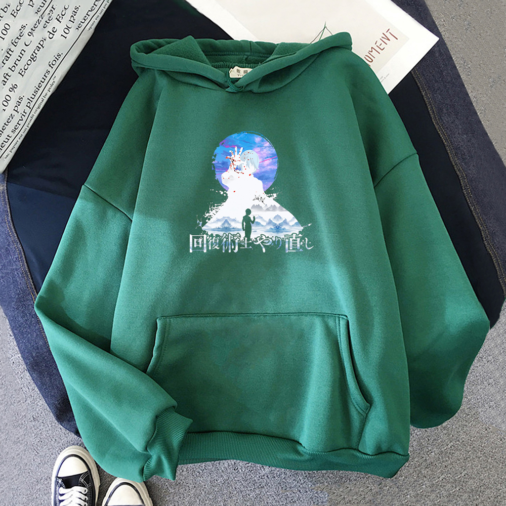Redo of Healer Anime Harajuku Graphic Print Hip Hop Men Casual Hoodies Long Sleeve Sweatshirt Tracksuits Hoody Women Clothes